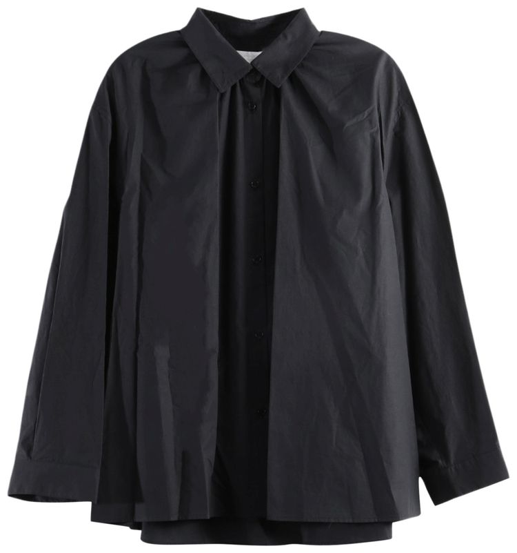 Amomento Neck Shirring Shirt Black