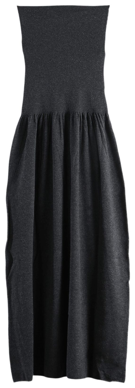 Amomento Shirring Knit Maxi Dress Charcoal