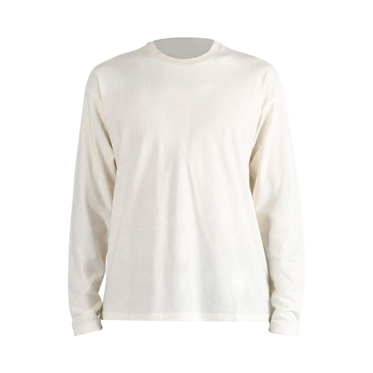 Auralee Brushed Organic Cotton Jersey Long Sleeve Tee White