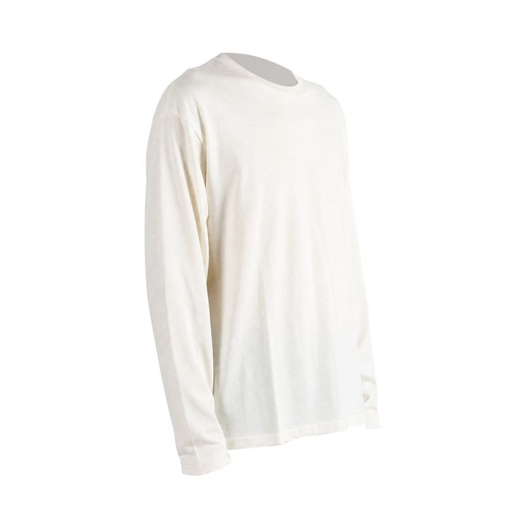 Auralee Brushed Organic Cotton Jersey Long Sleeve Tee White
