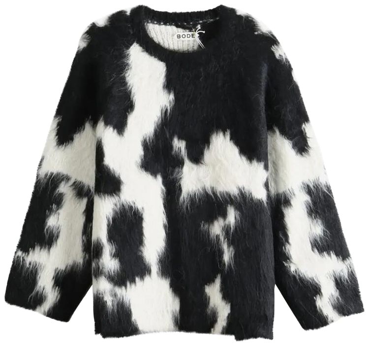 Bode Brushed Holstein Sweater White Black