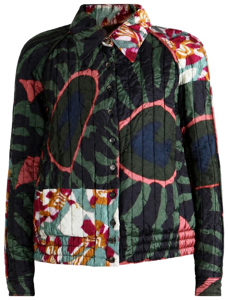 Dries Van Noten Marbled Clay Border Print Fluid Coat Khaki