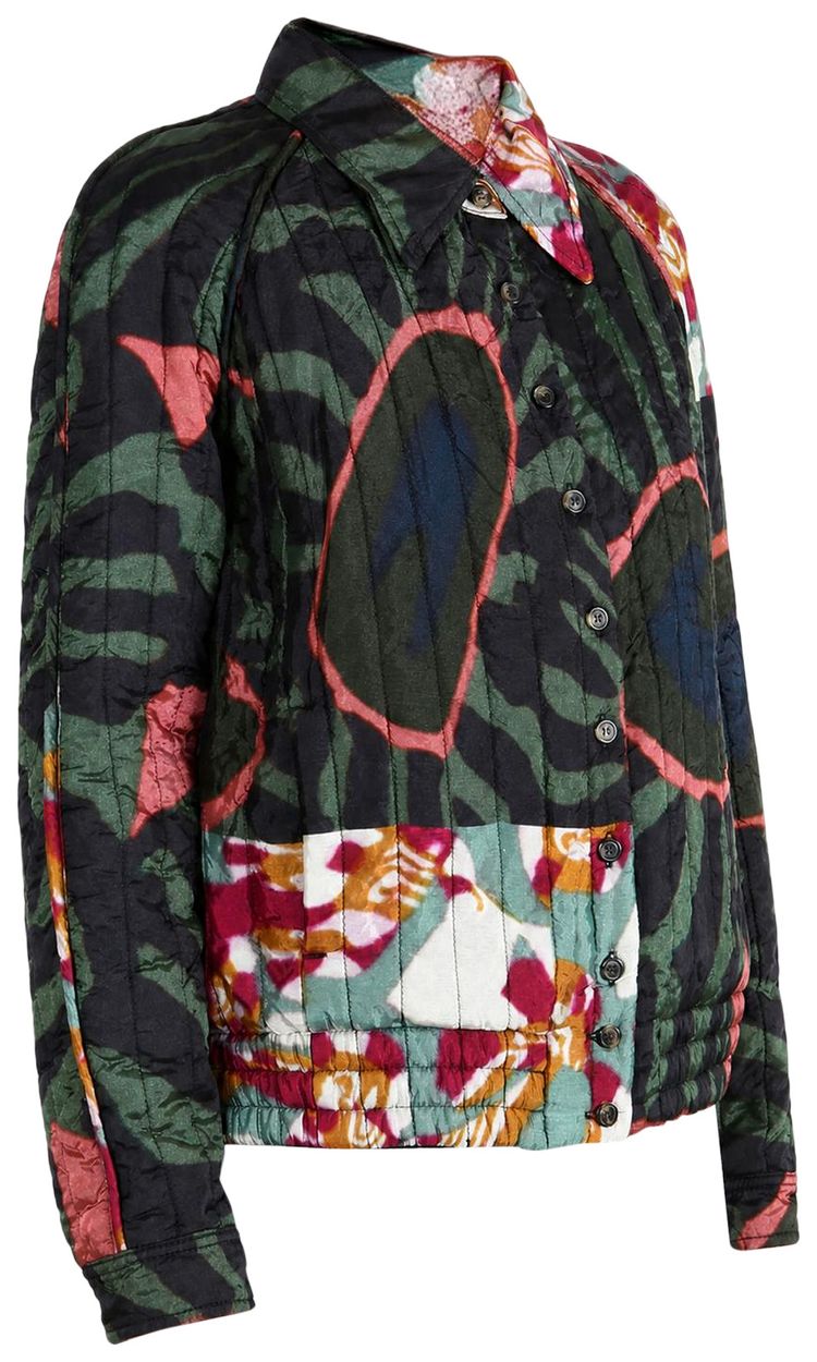 Dries Van Noten Marbled Clay Border Print Fluid Coat Khaki