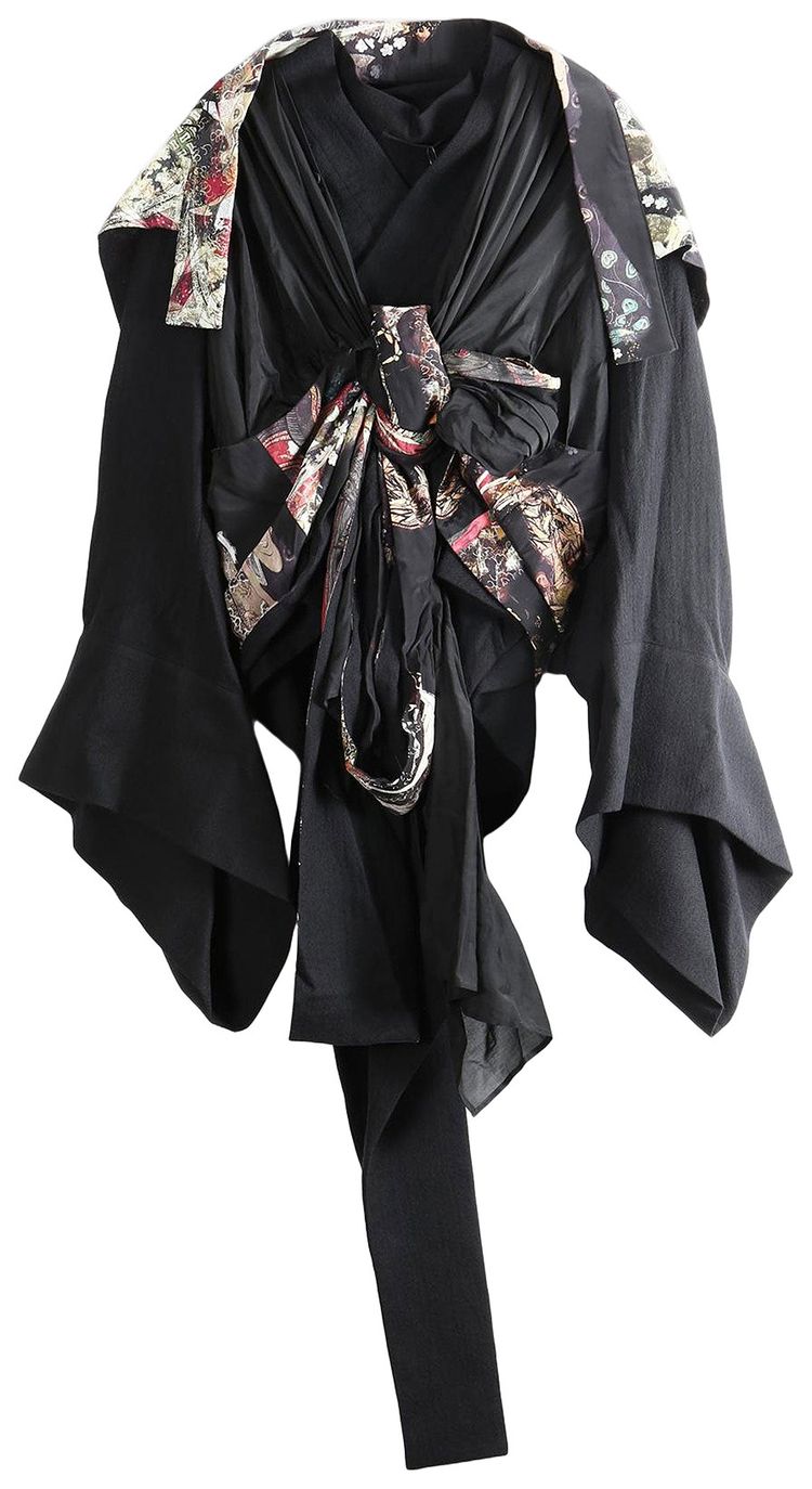 Yohji Yamamoto Front Ribbon Kimono Black