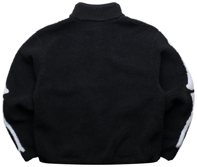 Chinatown Market Skeletal Quarter Zip Sherpa Pullover Black