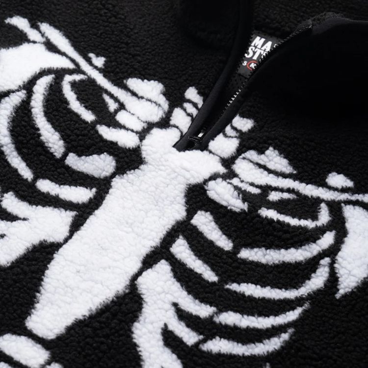Chinatown Market Skeletal Quarter Zip Sherpa Pullover Black