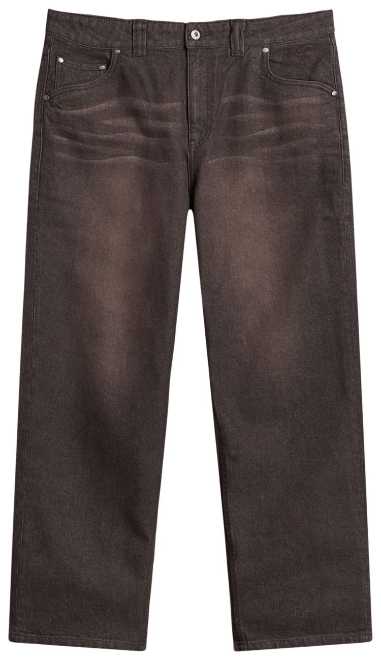 Dime Baggy Denim Pants Sandblasted Dark Brown