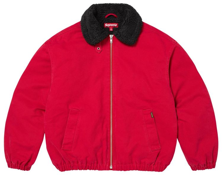 Supreme Faux Shearling Lined Bomber Jacket Red