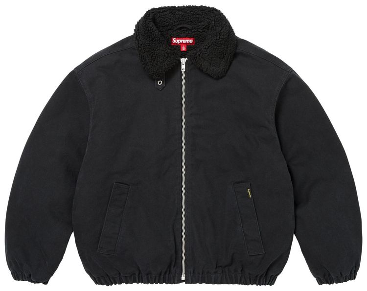 Supreme Faux Shearling Lined Bomber Jacket Black