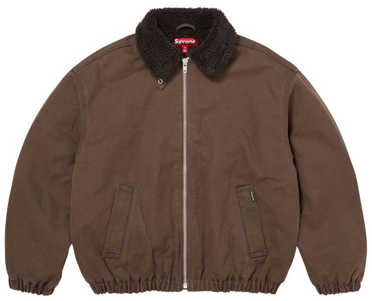 Supreme Faux Shearling Lined Bomber Jacket Brown