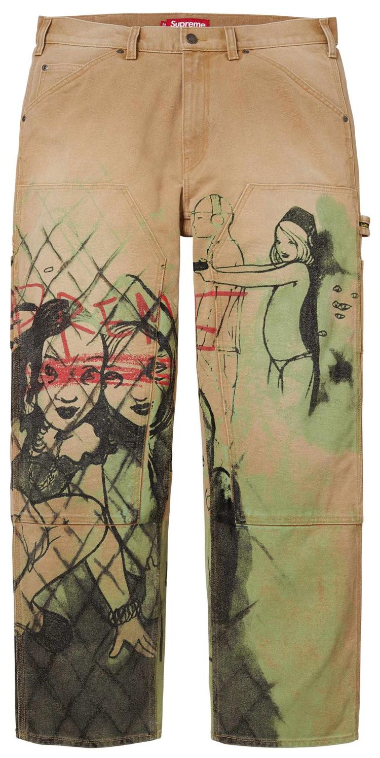 Supreme x Rita Ackermann Double Knee Painter Pant Tan