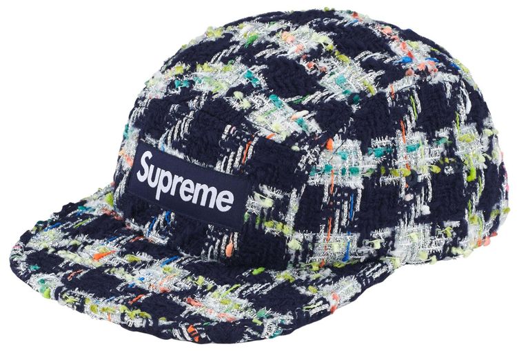 Supreme Metallic Boucle Camp Cap Navy