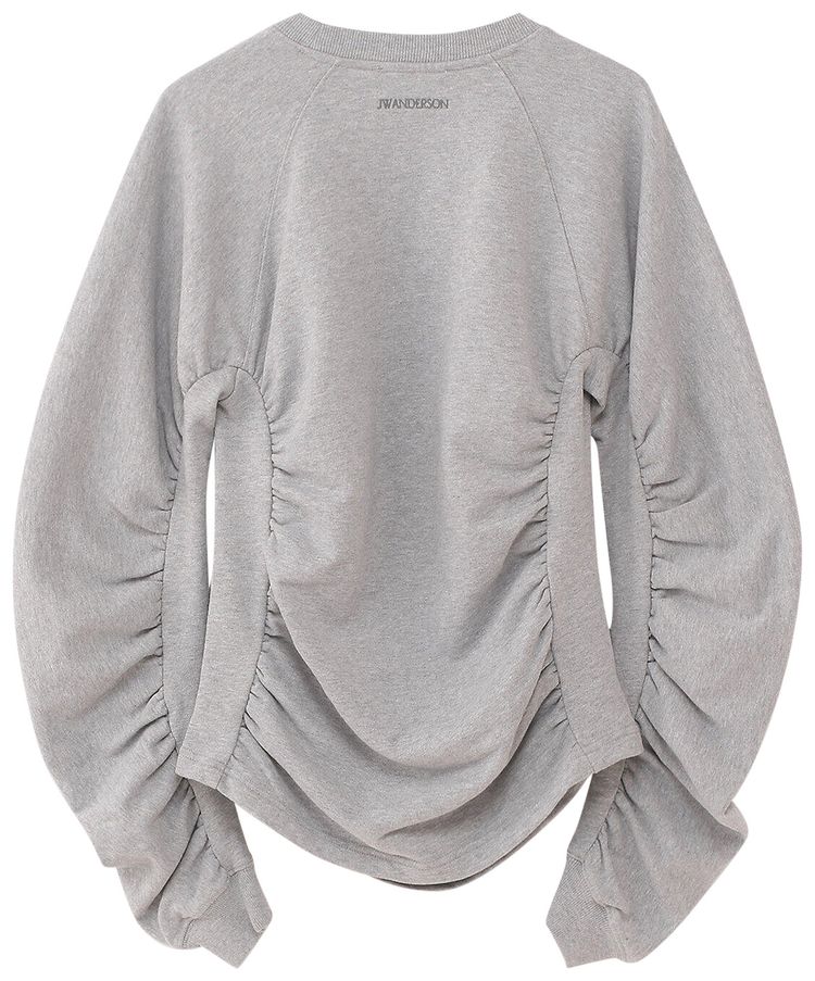 JW Anderson Ruched Sleeve Sweatshirt Mid Grey Melange
