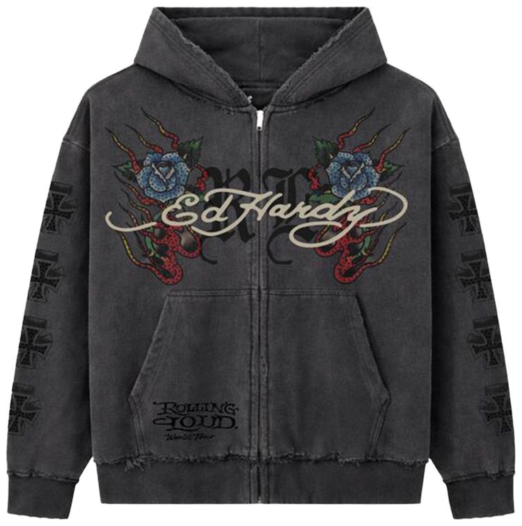 Rolling Loud Rl x Ed Hardy Cross Hoodie Black
