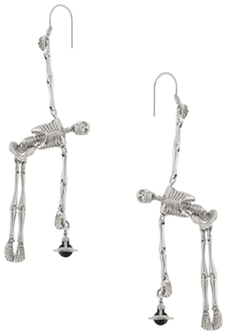 Vivienne Westwood Skeleton Earrings PlatinumBlack Enamel