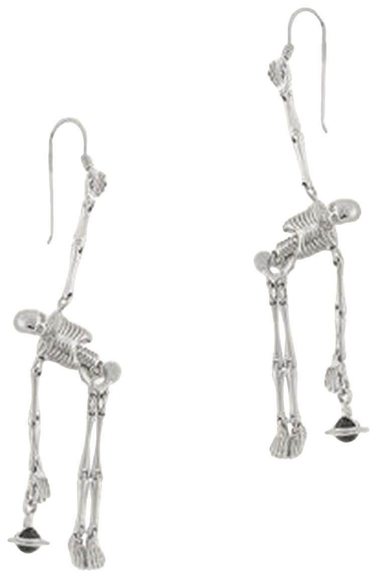 Vivienne Westwood Skeleton Earrings PlatinumBlack Enamel