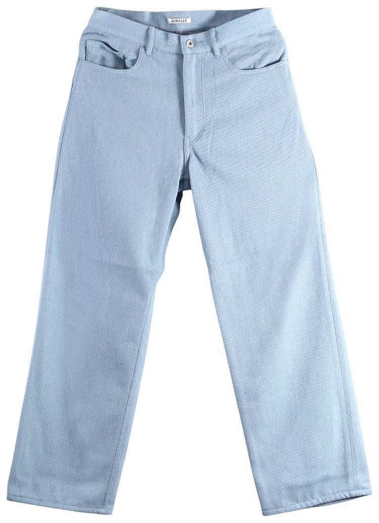 Auralee Silk Nep Denim 5p Wide Pants Light Blue