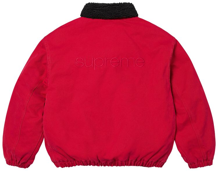 Supreme Faux Shearling Lined Bomber Jacket Red