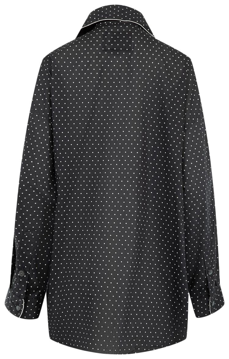 R13 Shawl Lapel Shirt Black And White Polka Dot