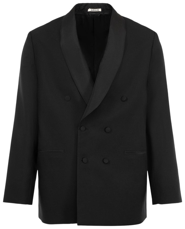 Auralee High Density Wool Worsted Shawl Collar Jacket Black