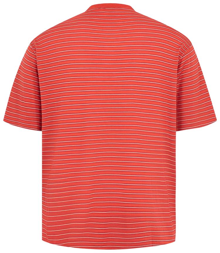 Auralee Soft Smooth Wool Stripe Jersey Tee Red Stripe