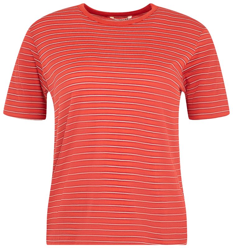Soft Smooth Wool Stripe Jersey Tee Red Stripe