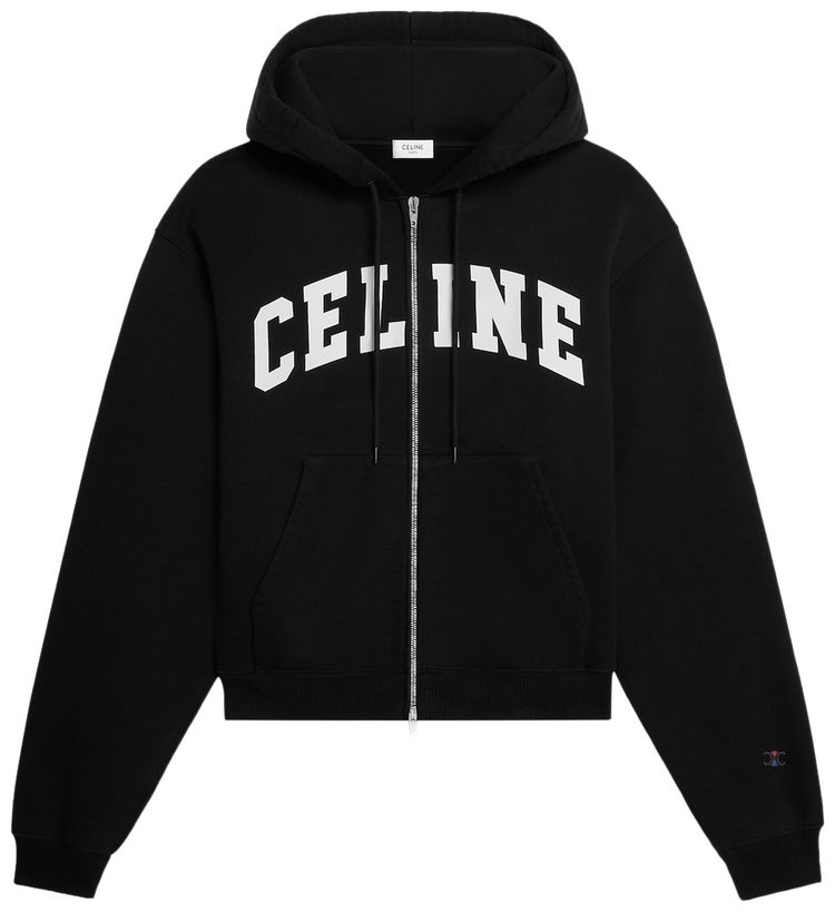 CELINE Relaxed Zipped Hoodie BlackWhite
