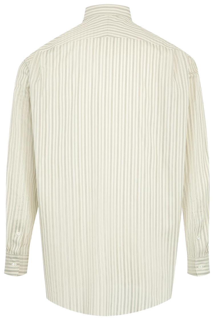 Auralee Cotton Silk Stripe Shirt Light Gray Stripe