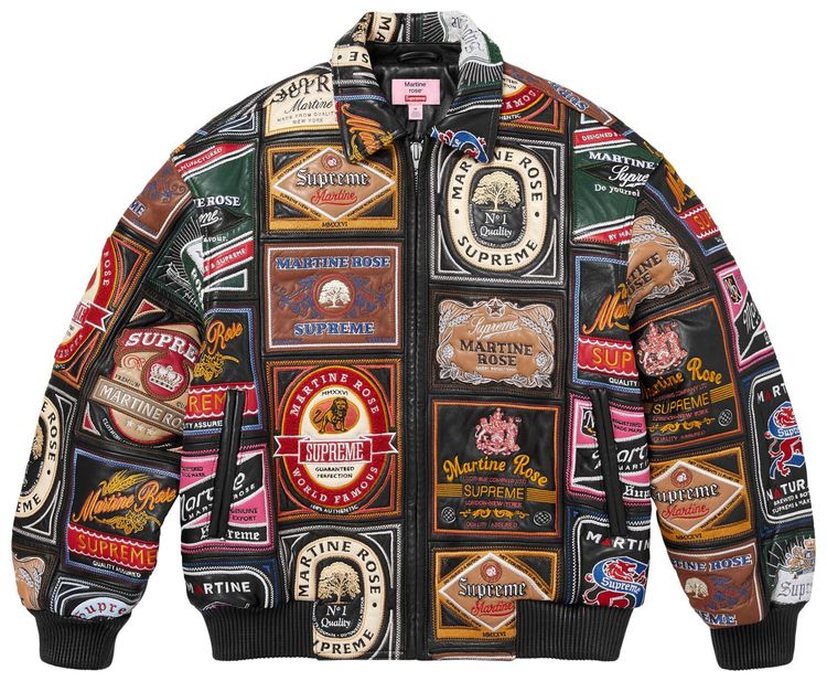 Supreme x Martine Rose Patchwork Labels Leather Jacket Multicolor