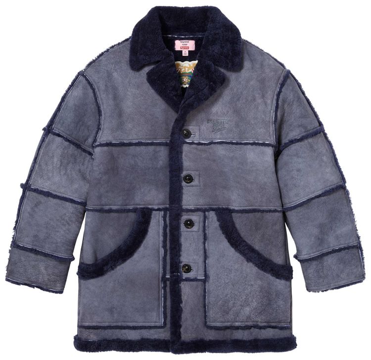 Supreme x Martine RoseJeff Hamilton Shearling Coat Navy