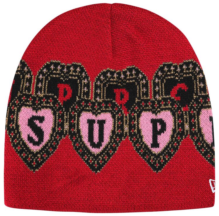 Supreme New Era Hearts Beanie Red