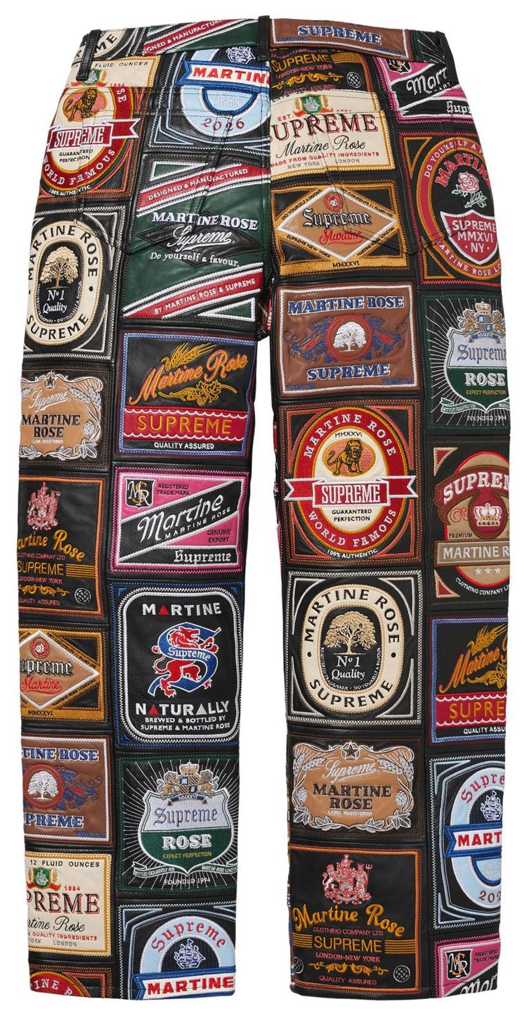 Supreme x Martine Rose Patchwork Labels Leather 5 Pocket Jean Multicolor