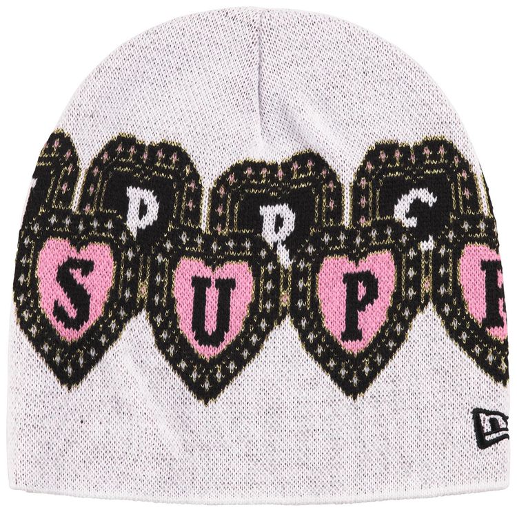 Supreme New Era Hearts Beanie White