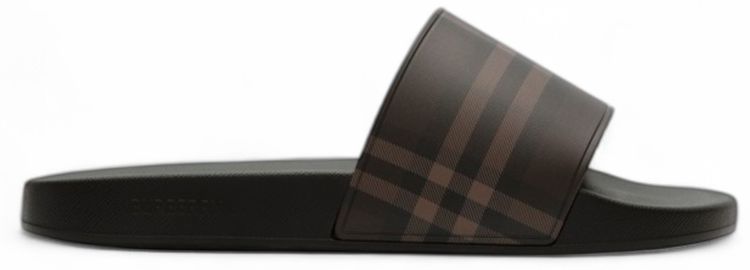 Burberry Check Slides Dark Brown