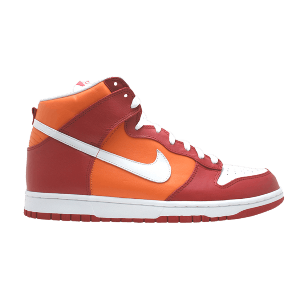orange and white dunks high