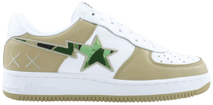 Kaws x Bapesta FS 001 Low Beige White Camo Green