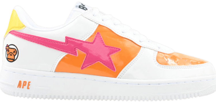 Bapesta FS 001 Low Baby Milo   White Orange