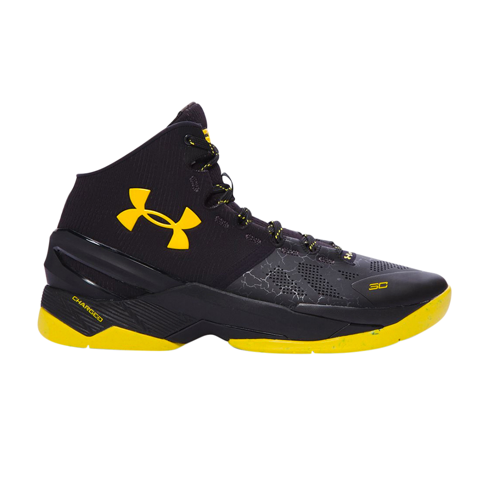 Under Armour Curry 2 LONG SHOT BLACK YELLOW 1259007-004 MENS SIZE 14