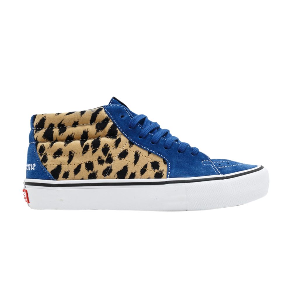 Vans Supreme x Sk8-Mid Pro 'Cheetah Velvet' | Blue | Men's Size 10.5