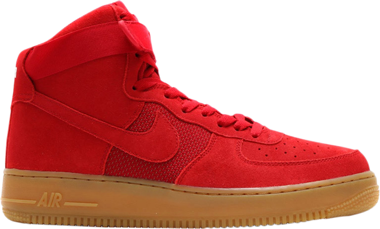 Nike Air Force 1 High 07 LV8 Red Suede Gum Sole 806403-601 Shoes Size 11.5