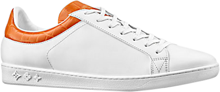 LOUIS VUITTON Calfskin Mens Luxembourg Sneakers 7 White Orange