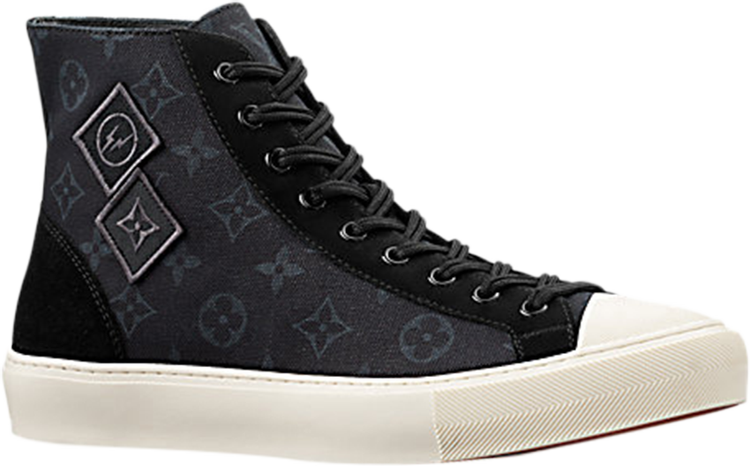 Louis Vuitton Black Leather Tattoo High Top Sneakers Size 42 at