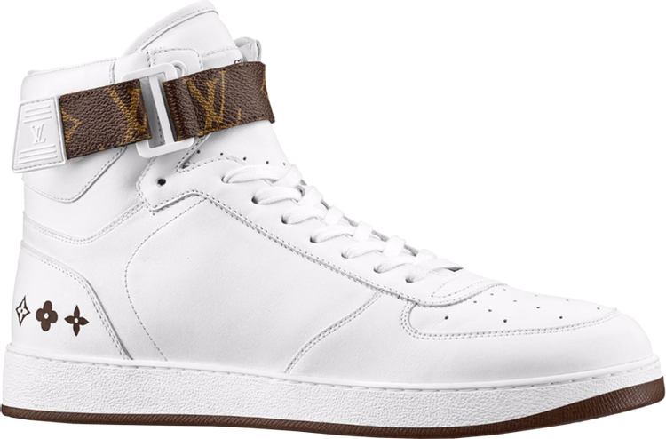 Louis Vuitton Men's White Leather Rivoli Sneaker Boot Monogram