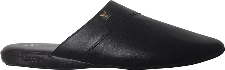 Louis Vuitton x Supreme LV Monogram Leather Slides - Black Sandals, Shoes -  LOUSU20571