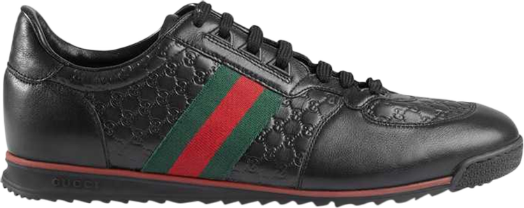 Buy Gucci Leather Web Sneaker 'Black' - 233334 A9LA0 1061 | GOAT