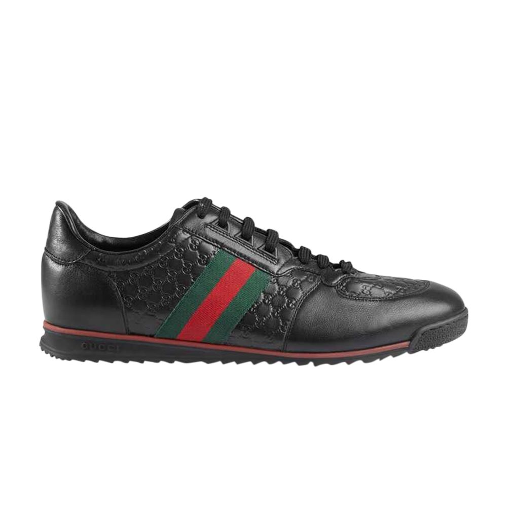 Gucci Leather Web Sneaker 'Black' | Men's Size 12.5 - 233334-A9LA0-1061