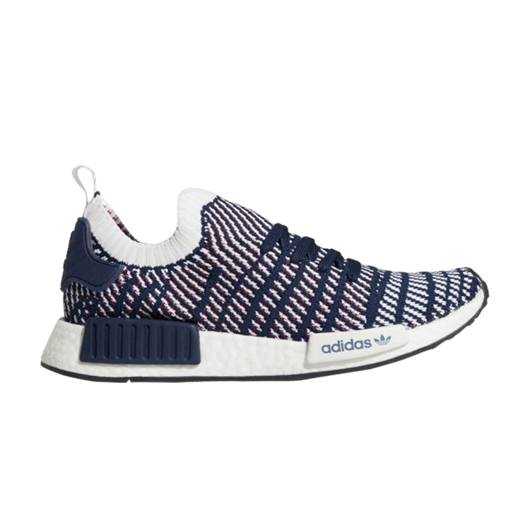 Buy NMD R1 STLT Primeknit Navy White Red D96821 GOAT UK