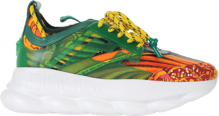 Versace Green and Yellow Plaid Chain Reaction Sneakers Versace