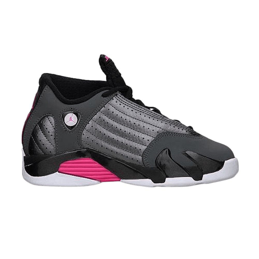 pink and black jordan 14s