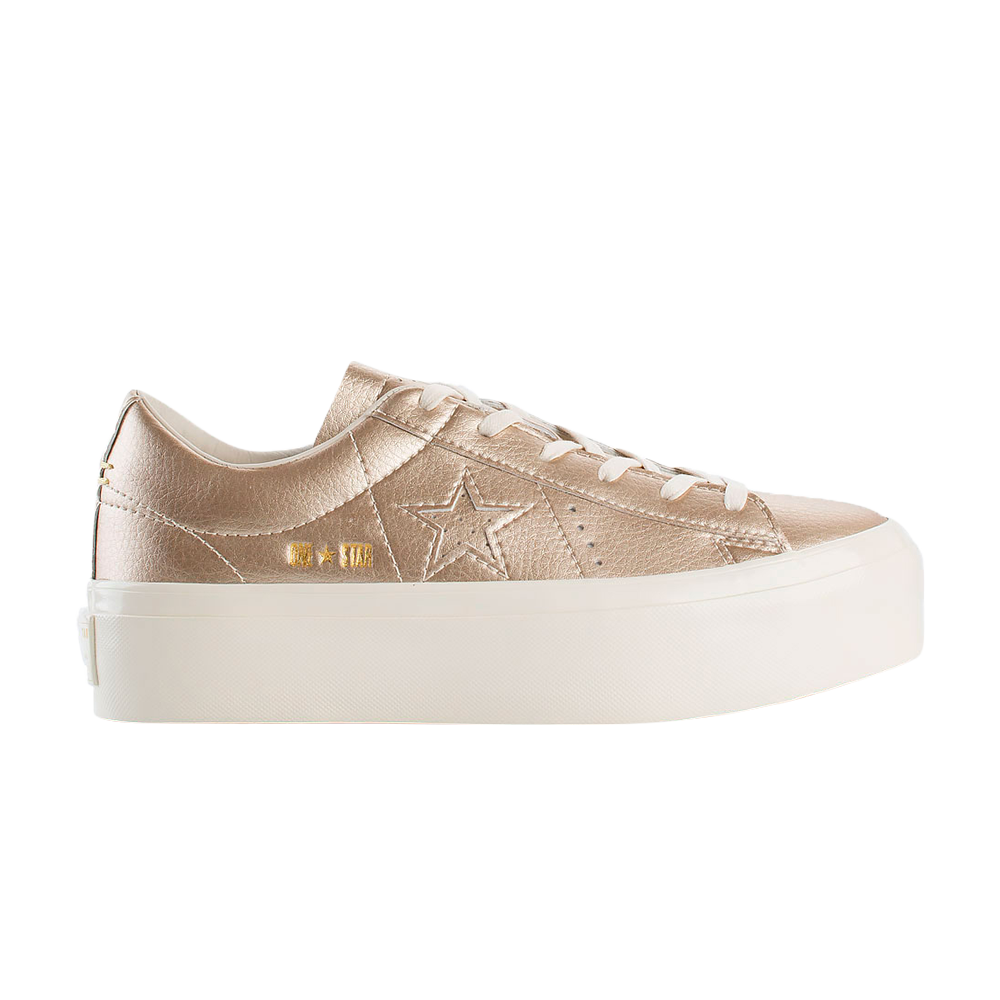 Pre-owned Converse Wmns One Star Platform Ox 'light Gold'